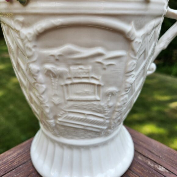 Belleek Powerscourt Pitcher Applied Floral Decorated Panels Heritage Collection - Picture 3 of 13